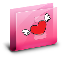Folder Winged Heart Pink Icon 256x256 png